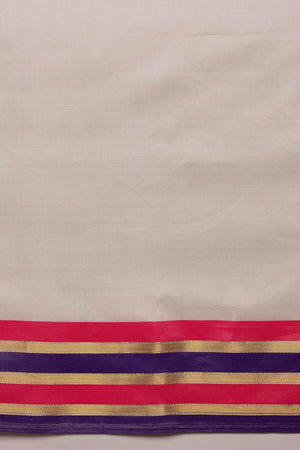 White Solid Soft Silk Saree
