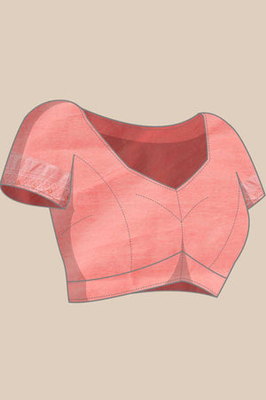 Peach Cotton Floral Saree