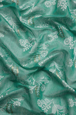 Teal Cotton Floral Saree