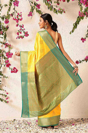Yellow Zari Woven Silk Saree