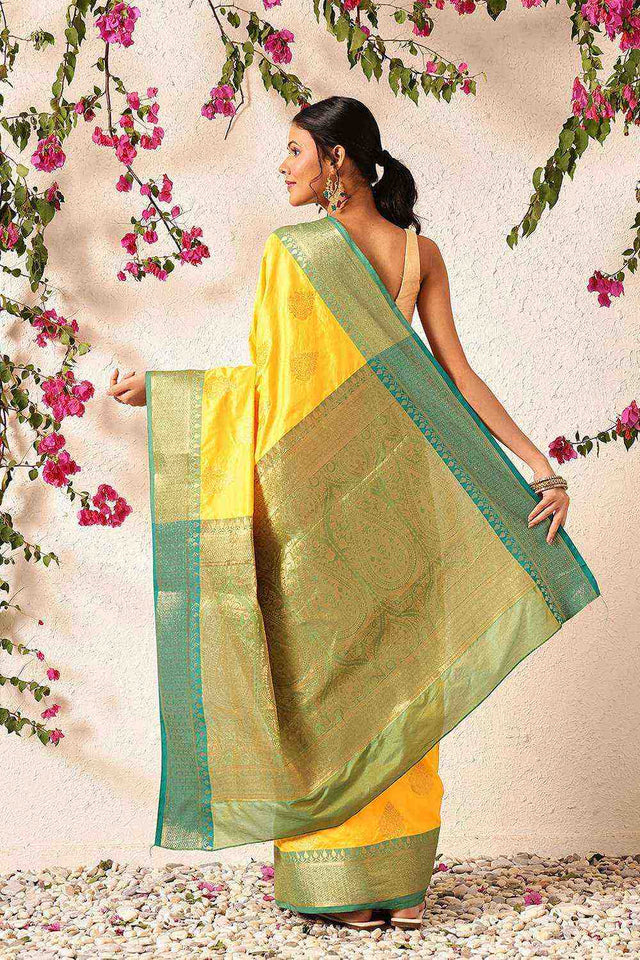 Yellow Zari Woven Silk Saree