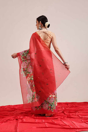 Multi-Color Chanderi Printed Cotton  Saree