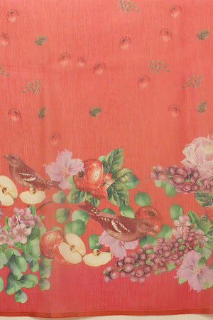 Multi-Color Chanderi Printed Cotton  Saree