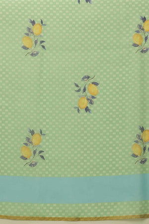 Olive Chanderi Printed Cotton  Saree