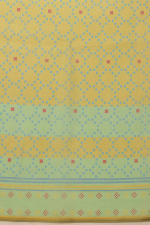 Yellow Chanderi Printed Cotton  Saree