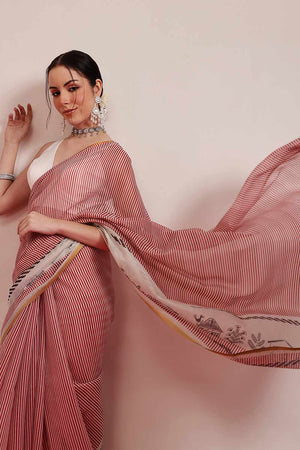 Yellow Chanderi Printed Cotton  Saree