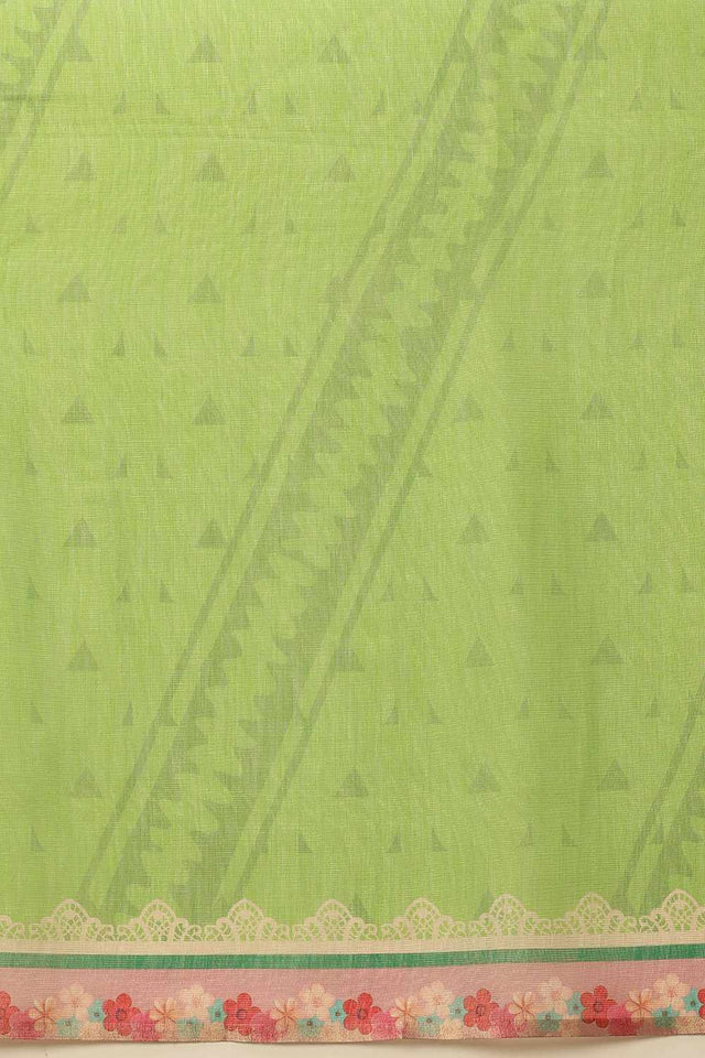 Brown Chanderi Floral Printed Cotton  Saree