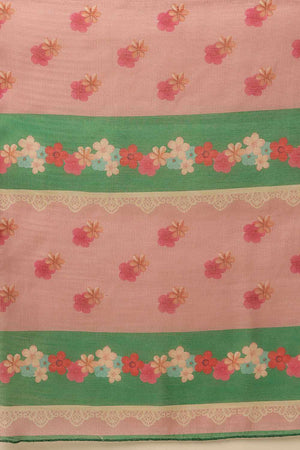 Brown Chanderi Floral Printed Cotton  Saree