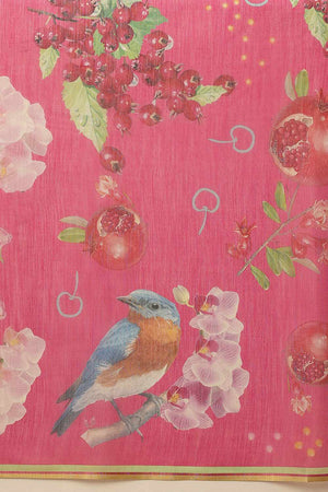 Olive Chanderi Geomatric Printed Cotton  Saree