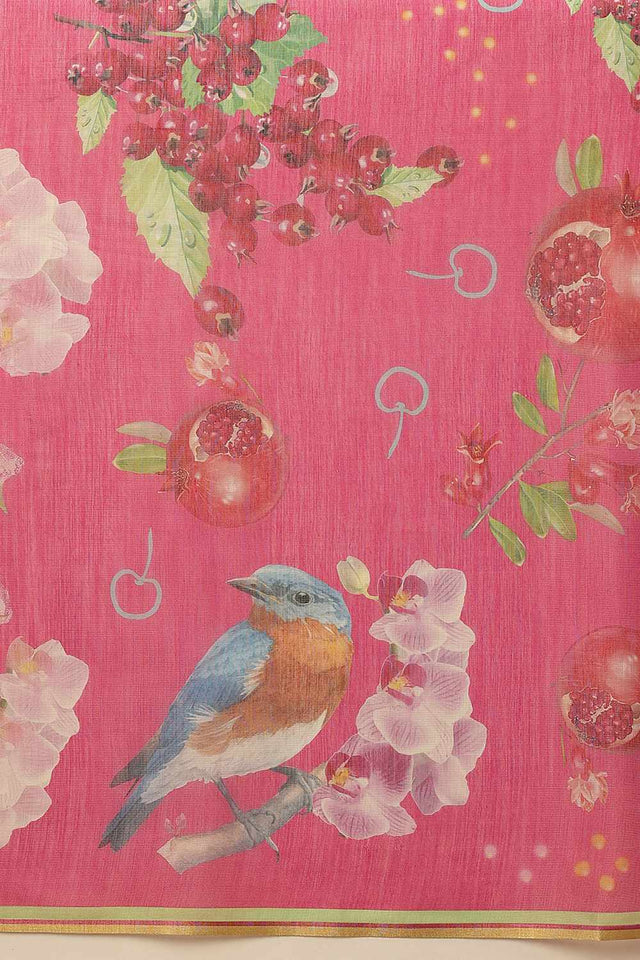 Olive Chanderi Geomatric Printed Cotton  Saree