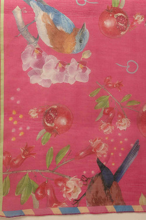 Olive Chanderi Geomatric Printed Cotton  Saree