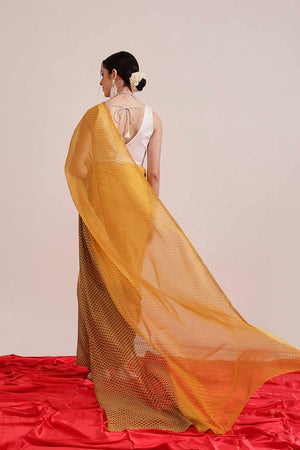 Yellow Chanderi Printed Cotton  Saree