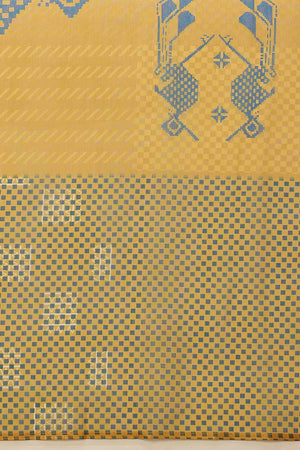 Yellow Chanderi Printed Cotton  Saree