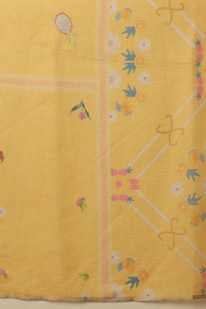 Yellow Chanderi Abstract Printed Cotton  Saree