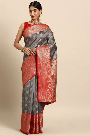 Grey Woven Kanjivaram Silk Saree