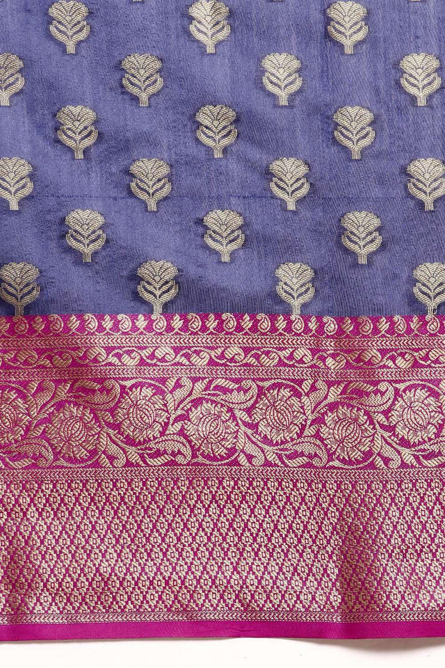 Navy Blue Woven Kanjivaram Silk Saree