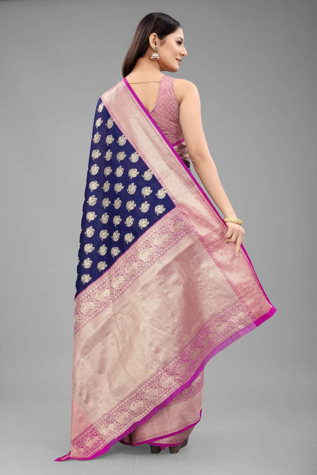 Blue Woven Kanjivaram Silk Saree