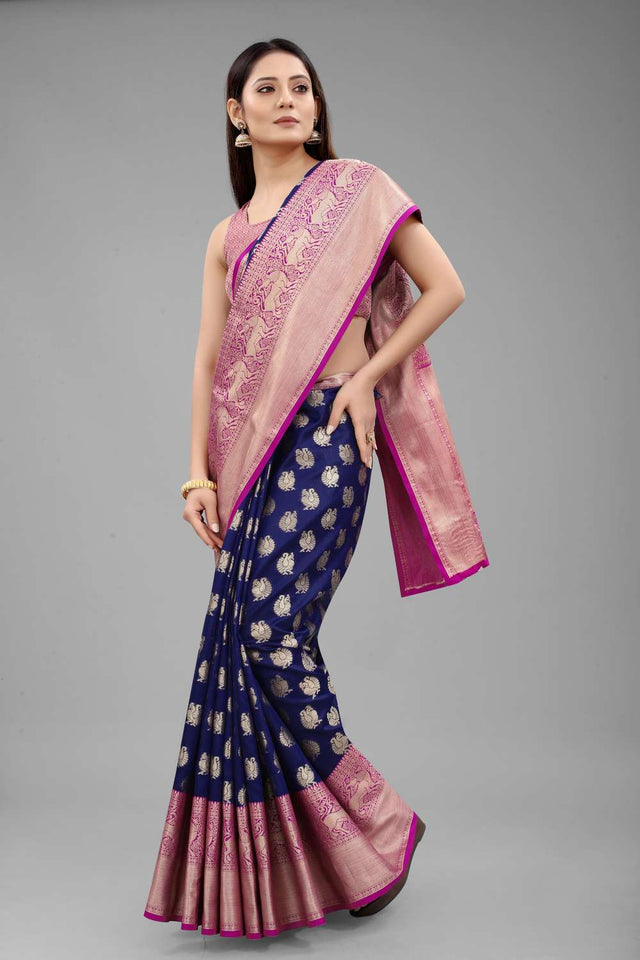 Blue Woven Kanjivaram Silk Saree