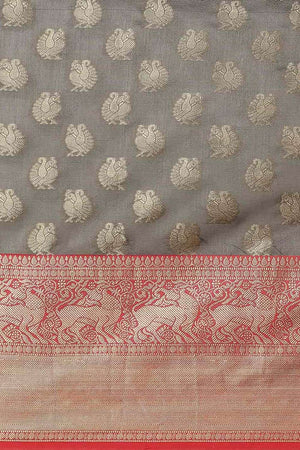 Grey Woven Kanjivaram Silk Saree