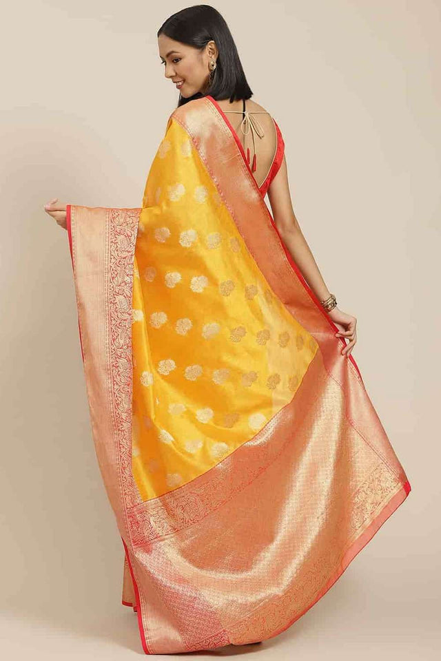 Yellow Woven Kanjivaram Silk Saree