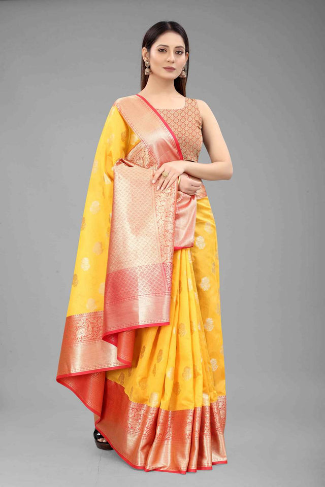 Yellow Woven Kanjivaram Silk Saree