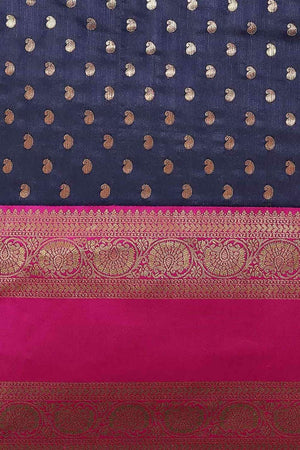 Navy Blue Woven Kanjivaram Silk Saree