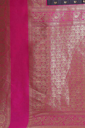 Navy Blue Woven Kanjivaram Silk Saree