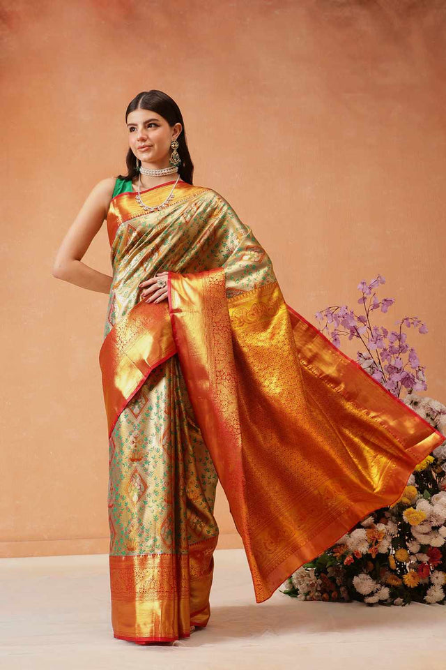 Grey Banarasi  Pure Silk Woven Saree