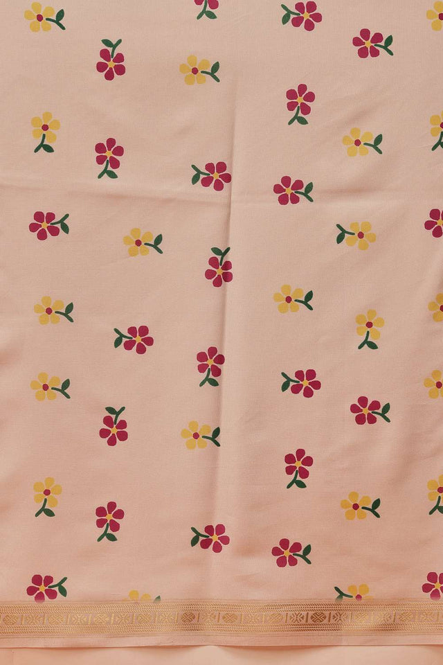 Beige Digital Printed Art Silk Saree