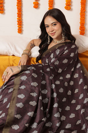 Maroon Ajrakh Printed Art Silk Saree (SZ-DGAJRAKH-3283)