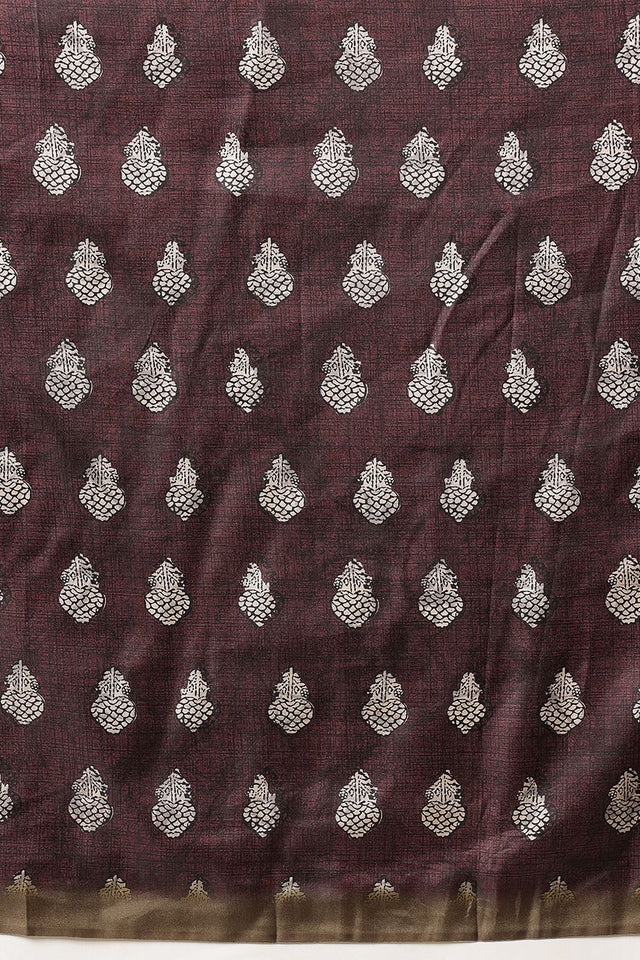 Maroon Ajrakh Printed Art Silk Saree (SZ-DGAJRAKH-3283)