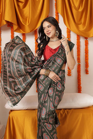 Black Paisley Printed Art Silk Saree (SZ-DGAJRAKH-3284)