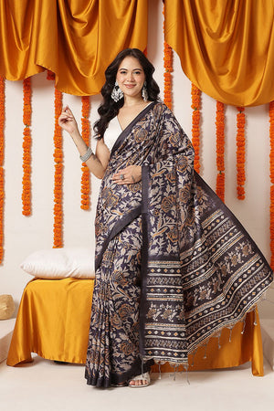 Blue Ajrakh Printed Art Silk Saree (SZ-DGAJRAKH-3285)