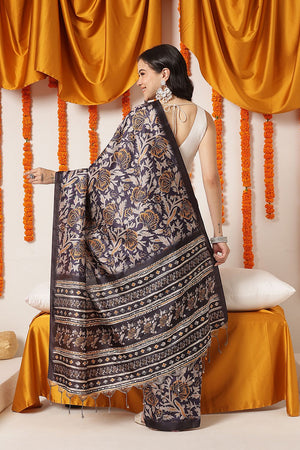 Blue Ajrakh Printed Art Silk Saree (SZ-DGAJRAKH-3285)