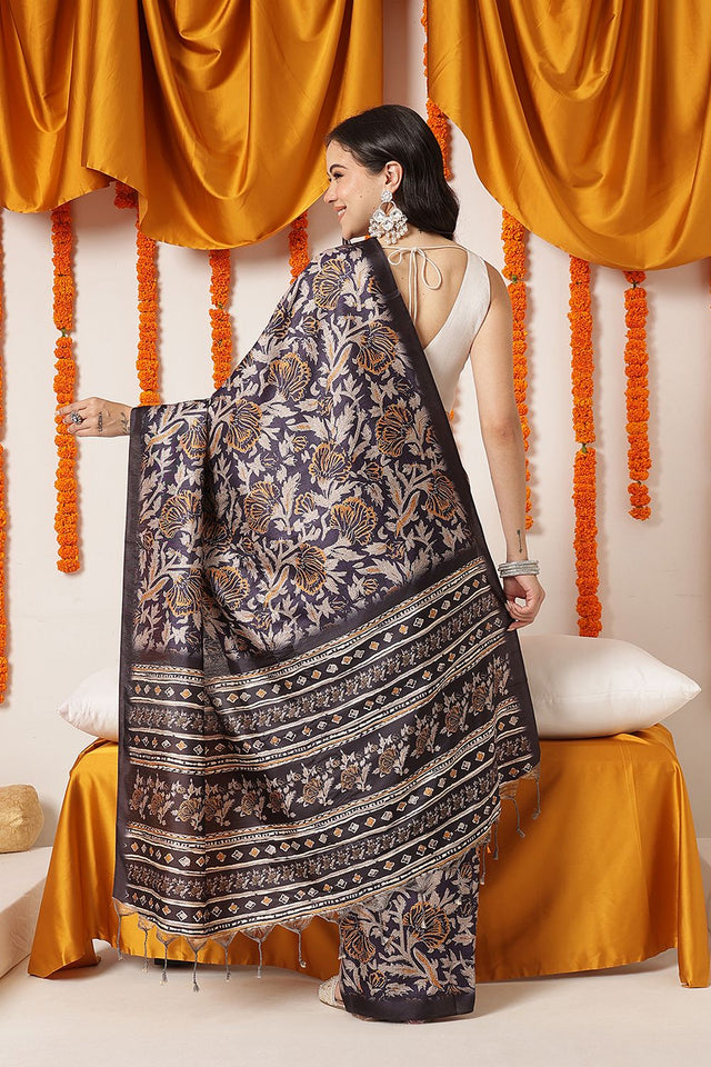 Blue Ajrakh Printed Art Silk Saree (SZ-DGAJRAKH-3285)
