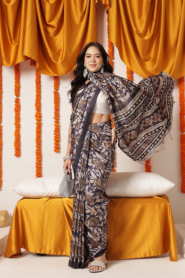 Blue Ajrakh Printed Art Silk Saree (SZ-DGAJRAKH-3285)