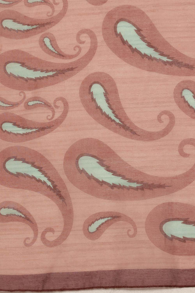 Peach Floral Printed Cotton Blend Saree