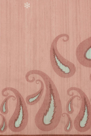 Peach Floral Printed Cotton Blend Saree