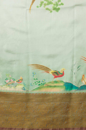 Olive Kanjeevaram Soft Silk Animal Saree