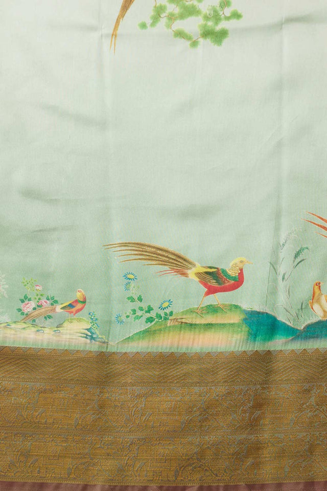 Olive Kanjeevaram Soft Silk Animal Saree