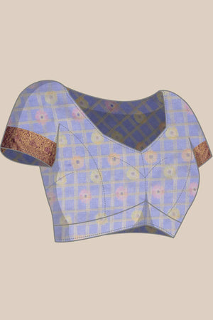 Lavender Muga Silk Floral Saree