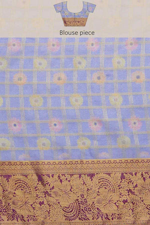 Lavender Muga Silk Floral Saree