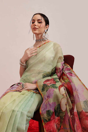 Blue Banarasi Abstract Printed Silk  Saree