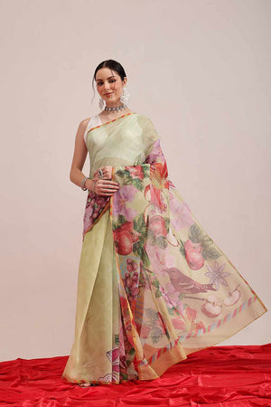 Blue Banarasi Abstract Printed Silk  Saree