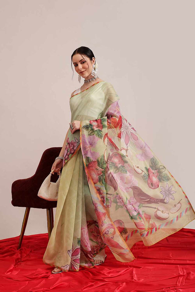 Blue Banarasi Abstract Printed Silk  Saree