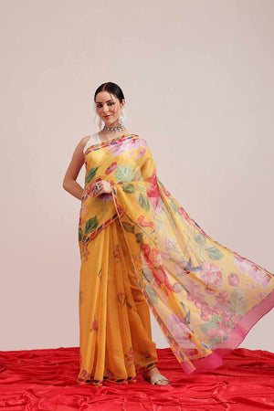 Green Banarasi Abstract Printed Silk  Saree