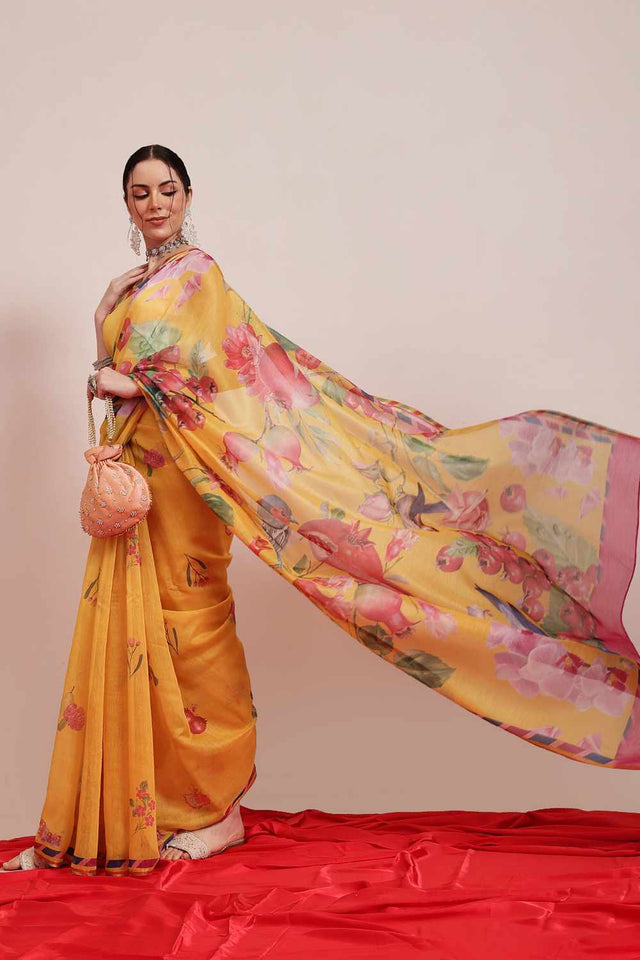 Green Banarasi Abstract Printed Silk  Saree