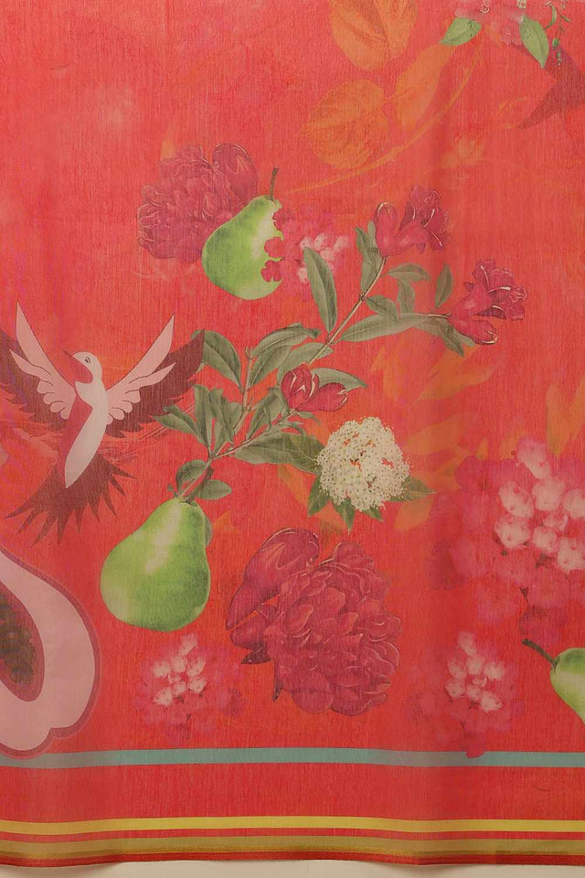 Pink Banarasi Printed Silk  Saree