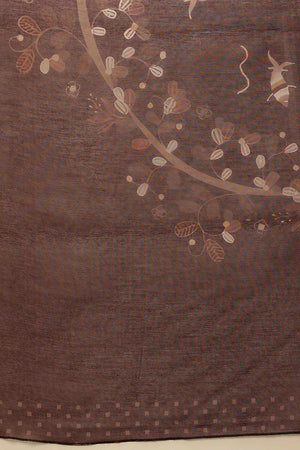 Wine Banarasi Printed Silk  Saree