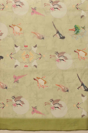 Blue Banarasi Floral Printed Silk  Saree